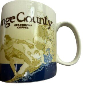 Starbucks Orange County Coffee Cup Mug, California Surfer Ocean 16 oz Collector